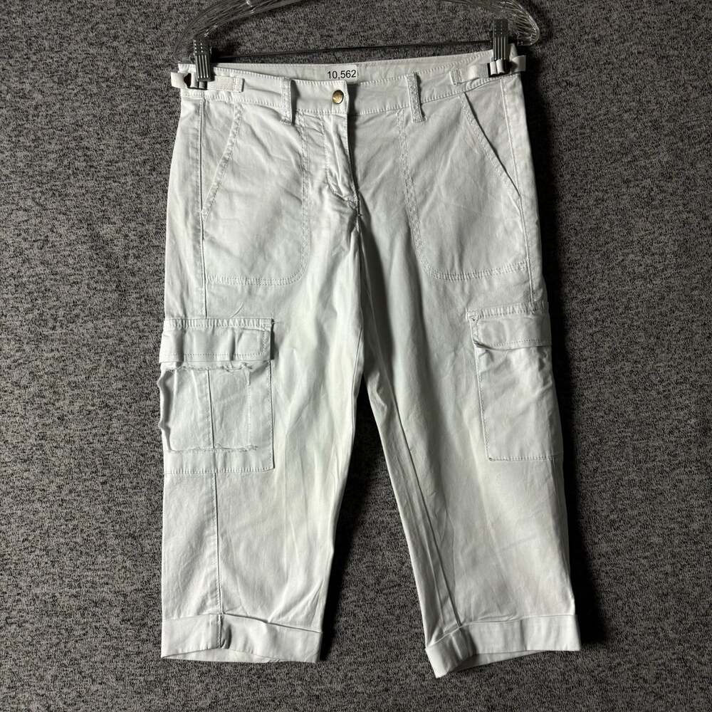 Da-Nang Women's Size 30 White Cotton Blend Cargo Capri Pants
